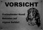 Preview: Edelstahl Warnschild Barsoi VORSICHT Freilaufender Hund! Betreten auf eigene Gefahr!